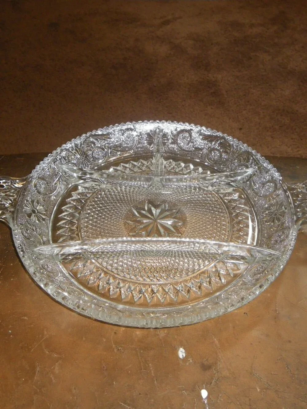 Vintage Crystal Hors d'oeuvre Plate Dish Serving Platter
